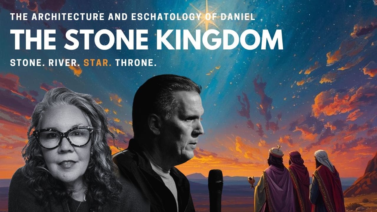 The Stone Kingdom teaching with Chris Berglund and Leah Ramirez at The Gathering church in Colorado Springs, featuring the star, Magi, and biblical imagery of Daniel’s vision